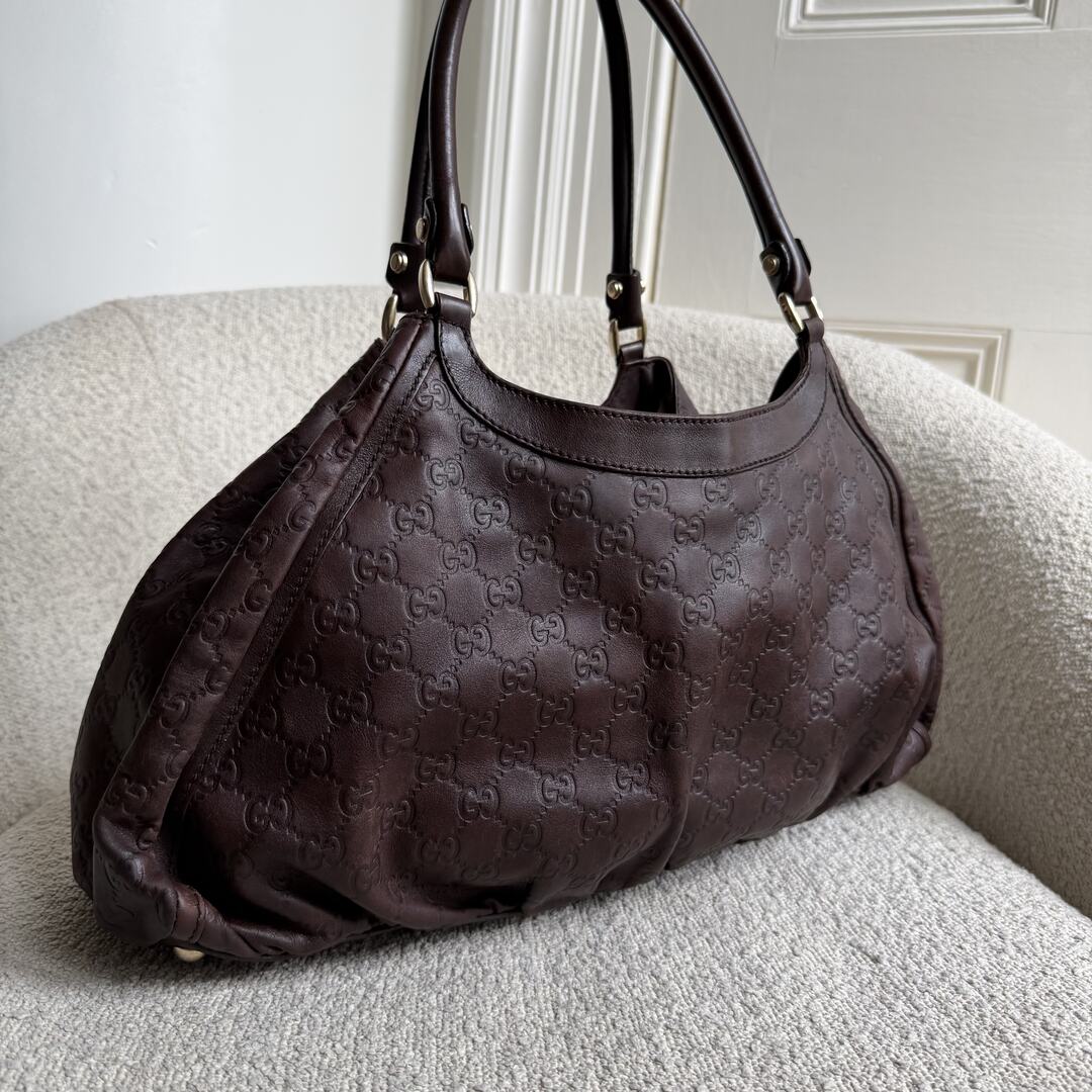 Gucci Guccissima Abbey Brown Leather Tote Bag