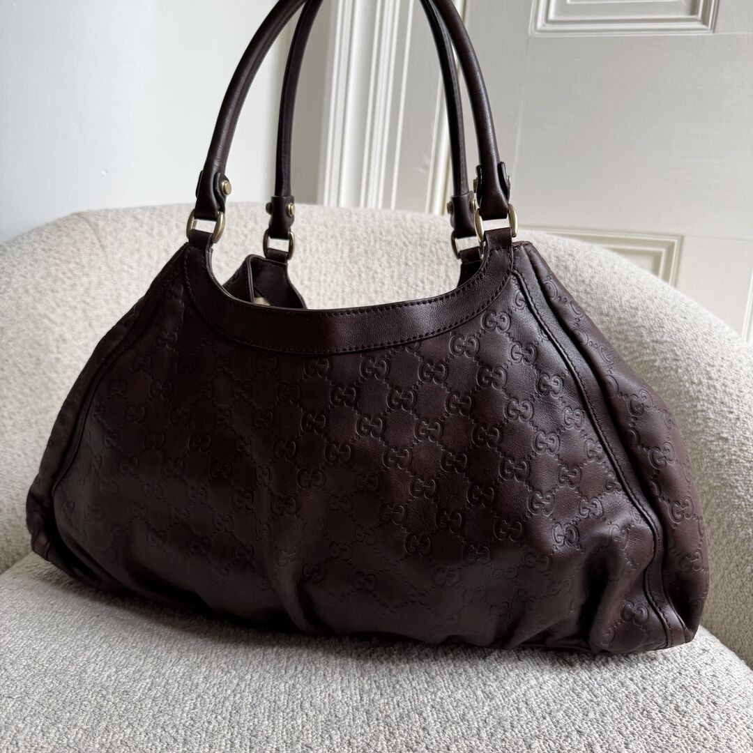 Gucci Guccissima Abbey Brown Leather Tote Bag