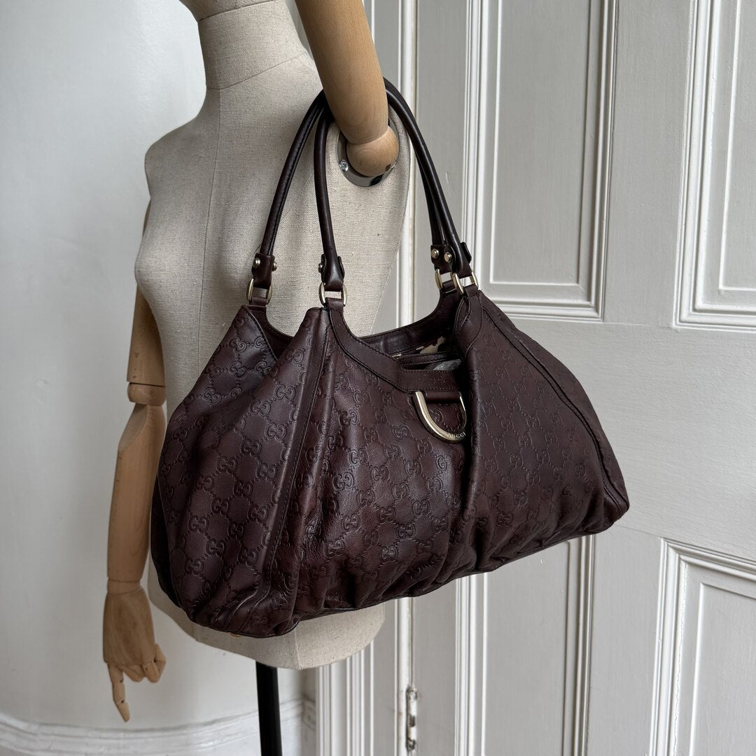 Gucci Guccissima Abbey Brown Leather Tote Bag