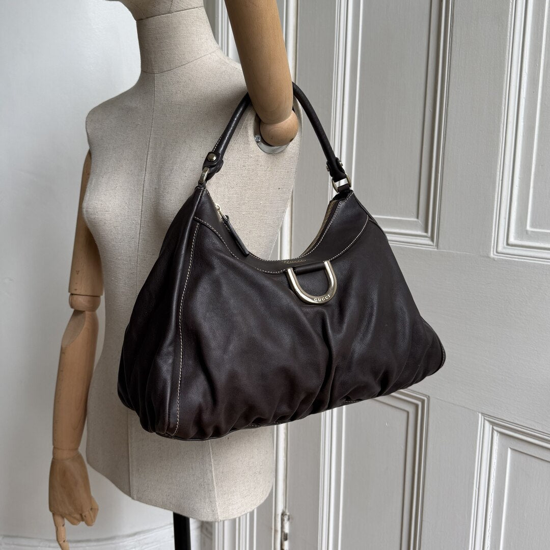 Gucci Abbey Leather Brown Shoulder Bag