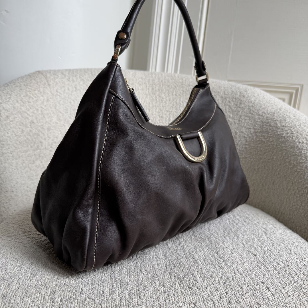 Gucci Abbey Leather Brown Shoulder Bag