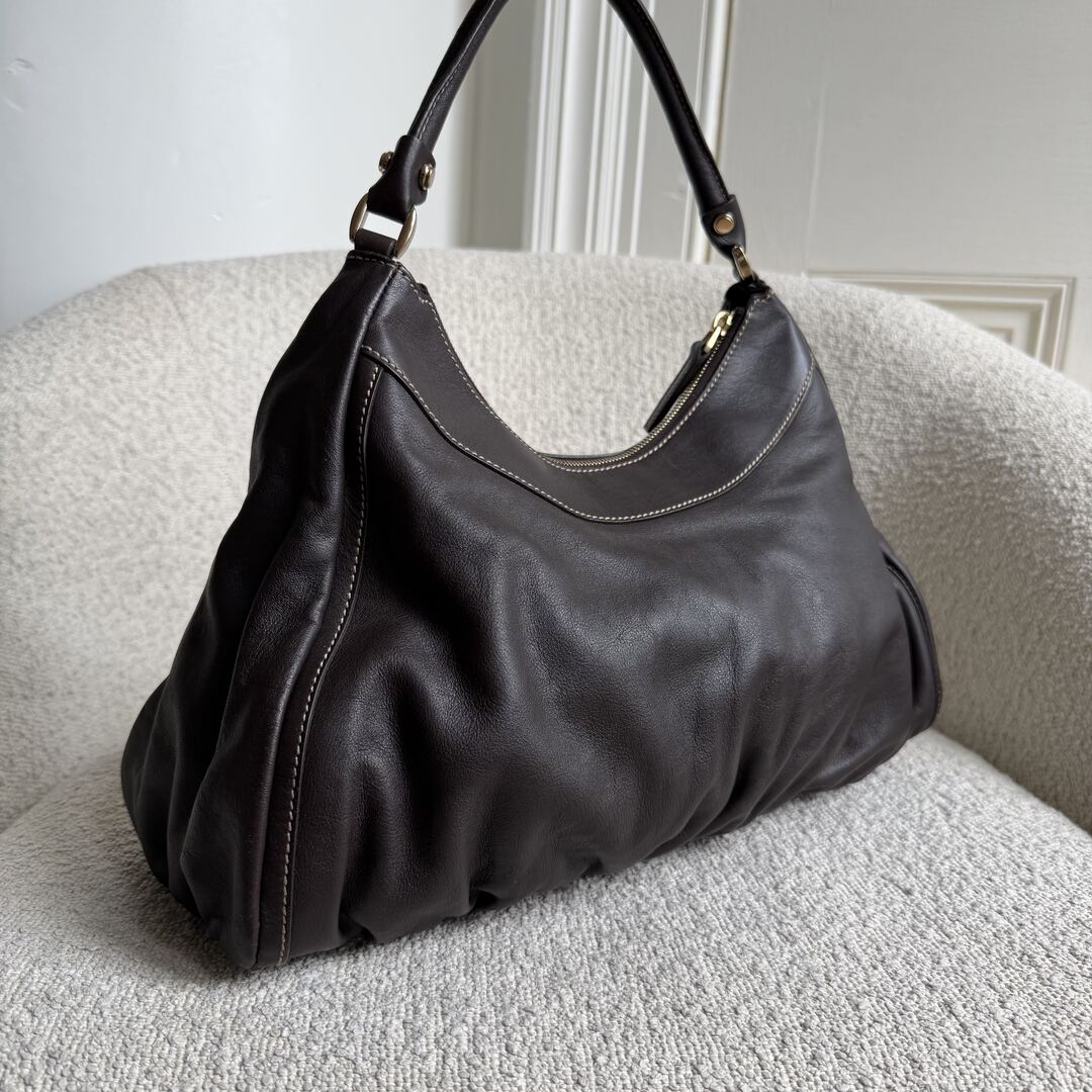 Gucci Abbey Leather Brown Shoulder Bag
