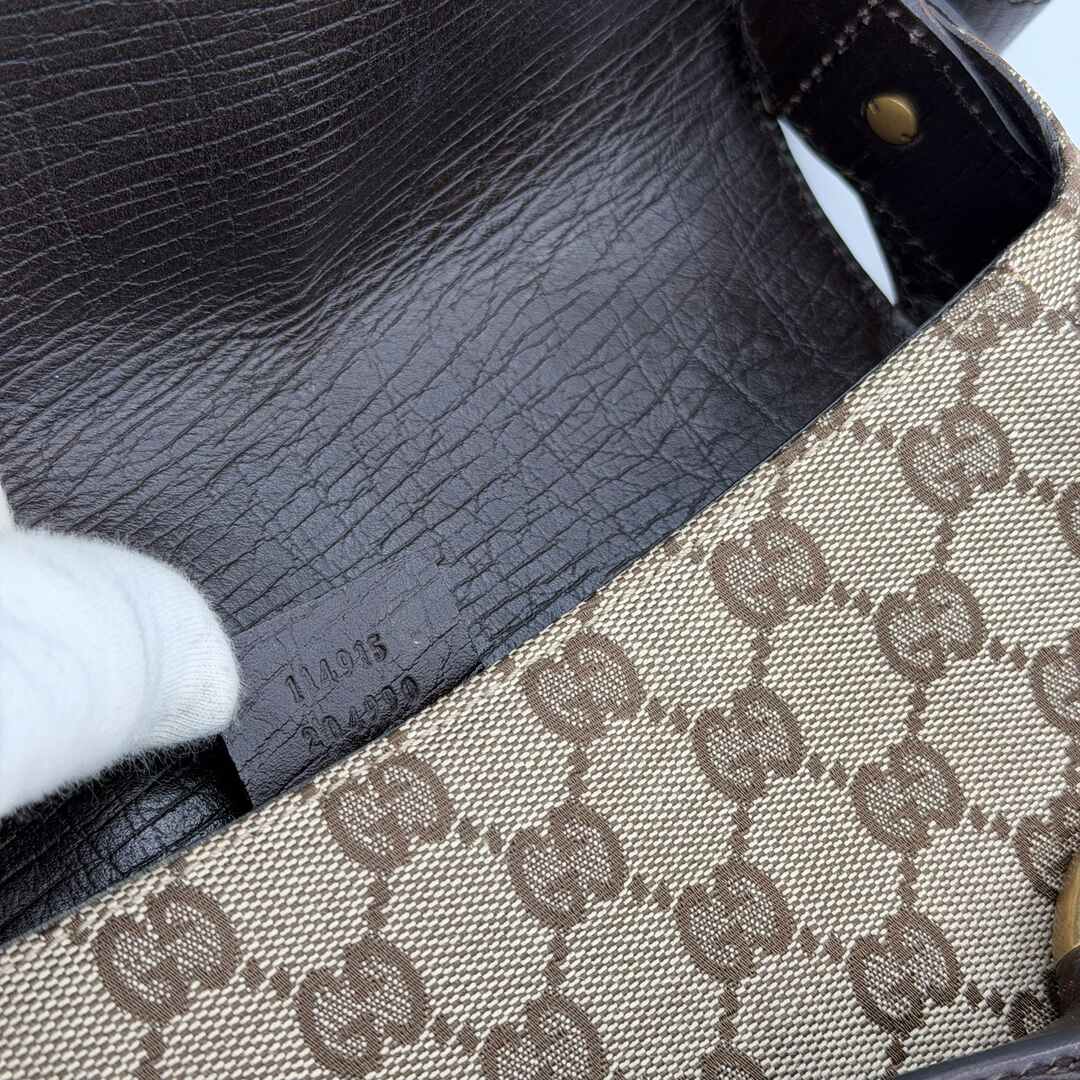 Gucci GG Canvas Horsebit Chain Brown Shoulder Bag