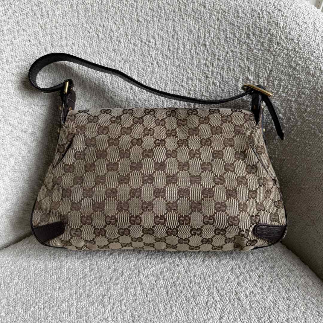 Gucci GG Canvas Horsebit Chain Brown Shoulder Bag