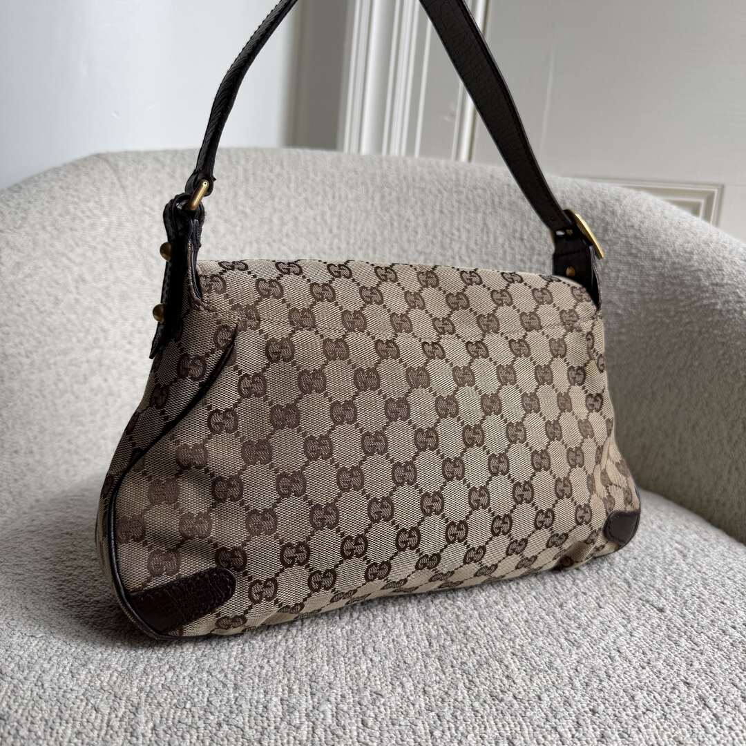 Gucci GG Canvas Horsebit Chain Brown Shoulder Bag