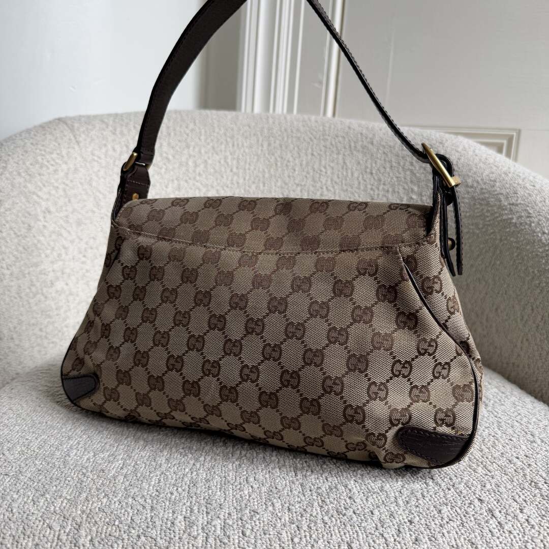 Gucci GG Canvas Horsebit Chain Brown Shoulder Bag