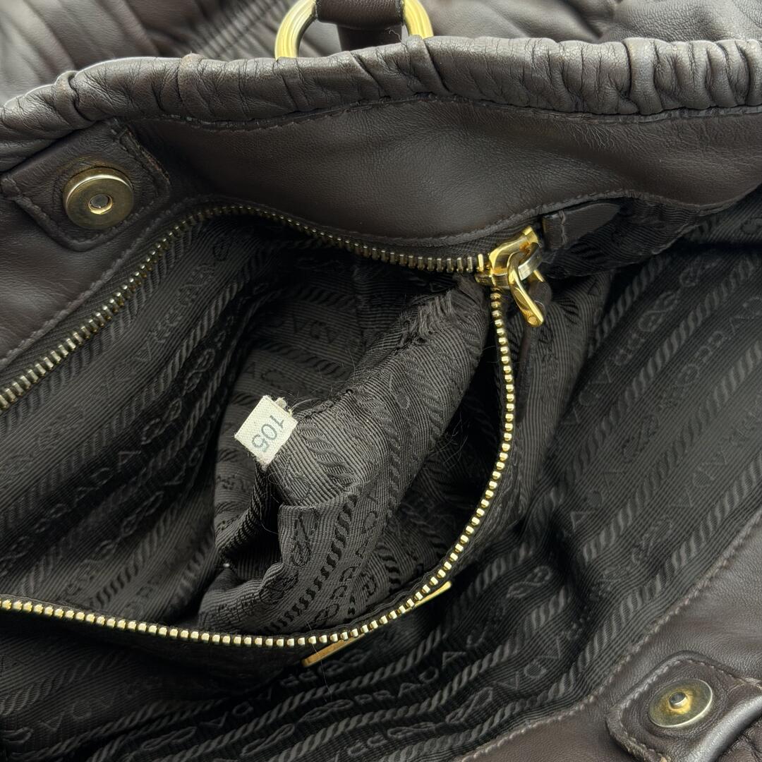 Prada Nappa Gaufre Dark Brown Leather Handbag