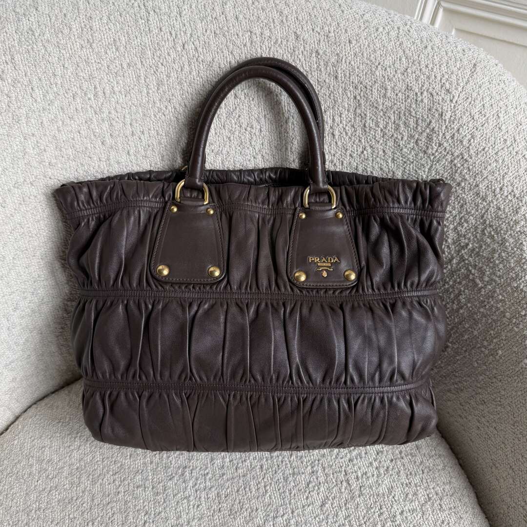 Prada Nappa Gaufre Dark Brown Leather Handbag