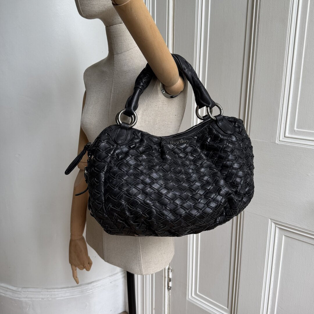 Miu Miu Quilted Leather Black Shoulder Bag