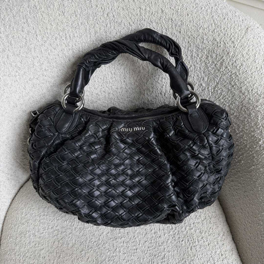 Miu Miu Quilted Leather Black Shoulder Bag