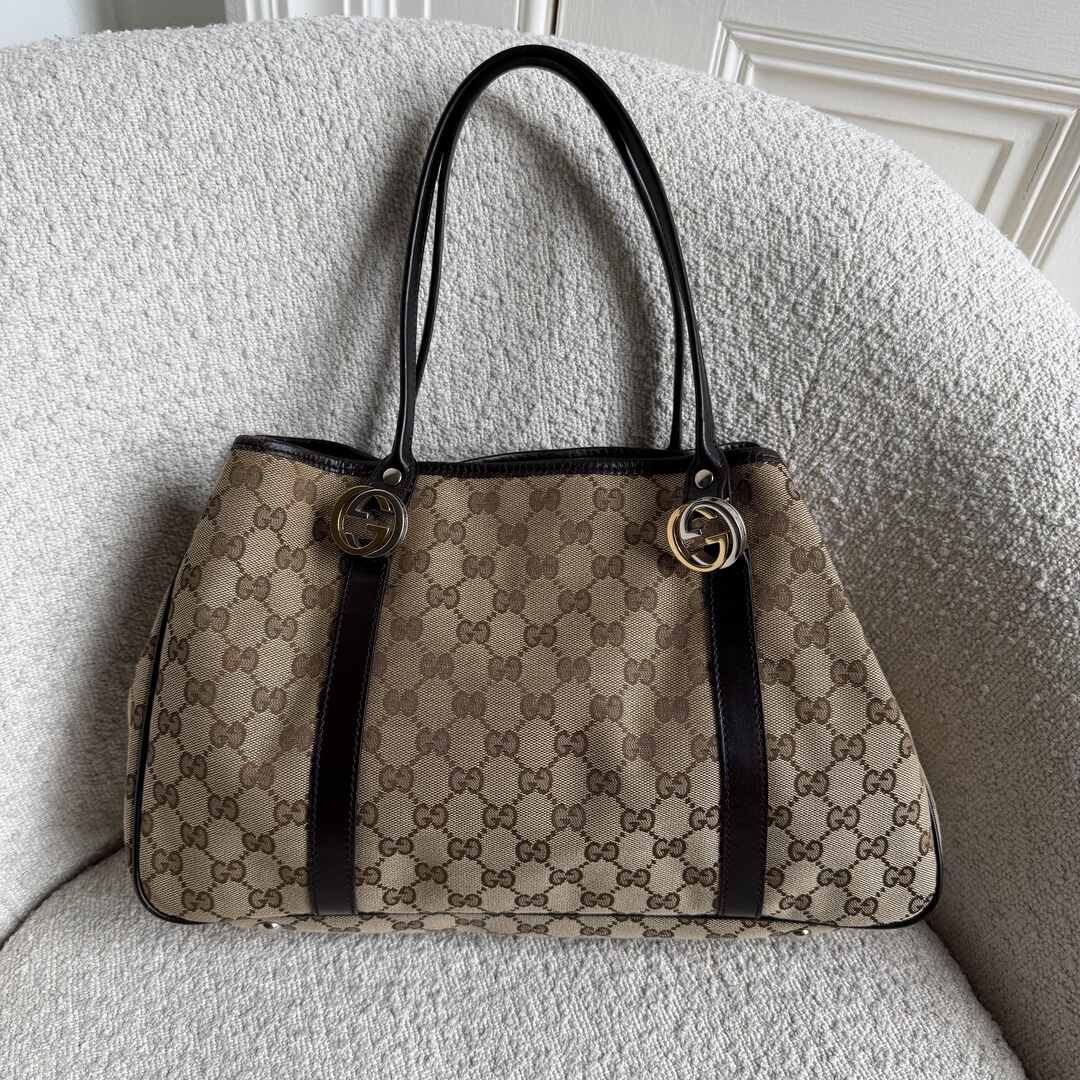 Gucci GG Canvas GG Twins Black Tote Bag