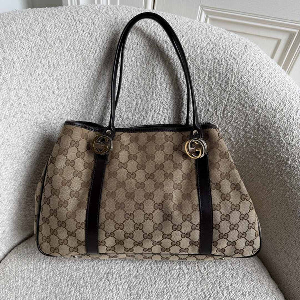 Gucci GG Canvas GG Twins Black Tote Bag