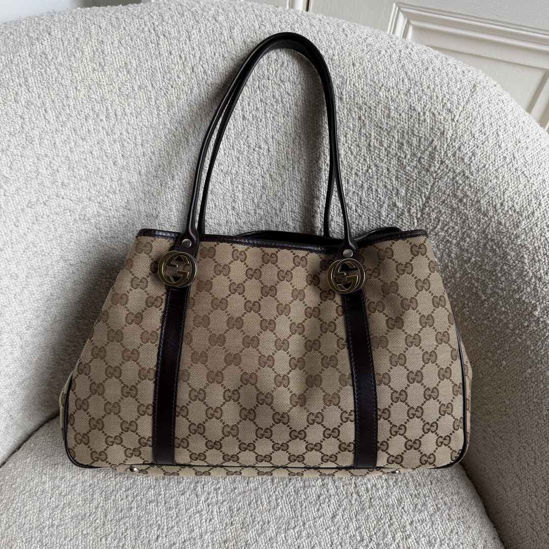 Gucci GG Canvas GG Twins Black Tote Bag