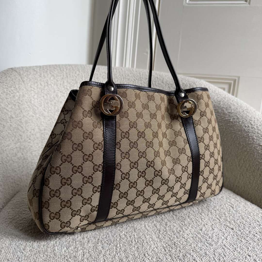 Gucci GG Canvas GG Twins Black Tote Bag