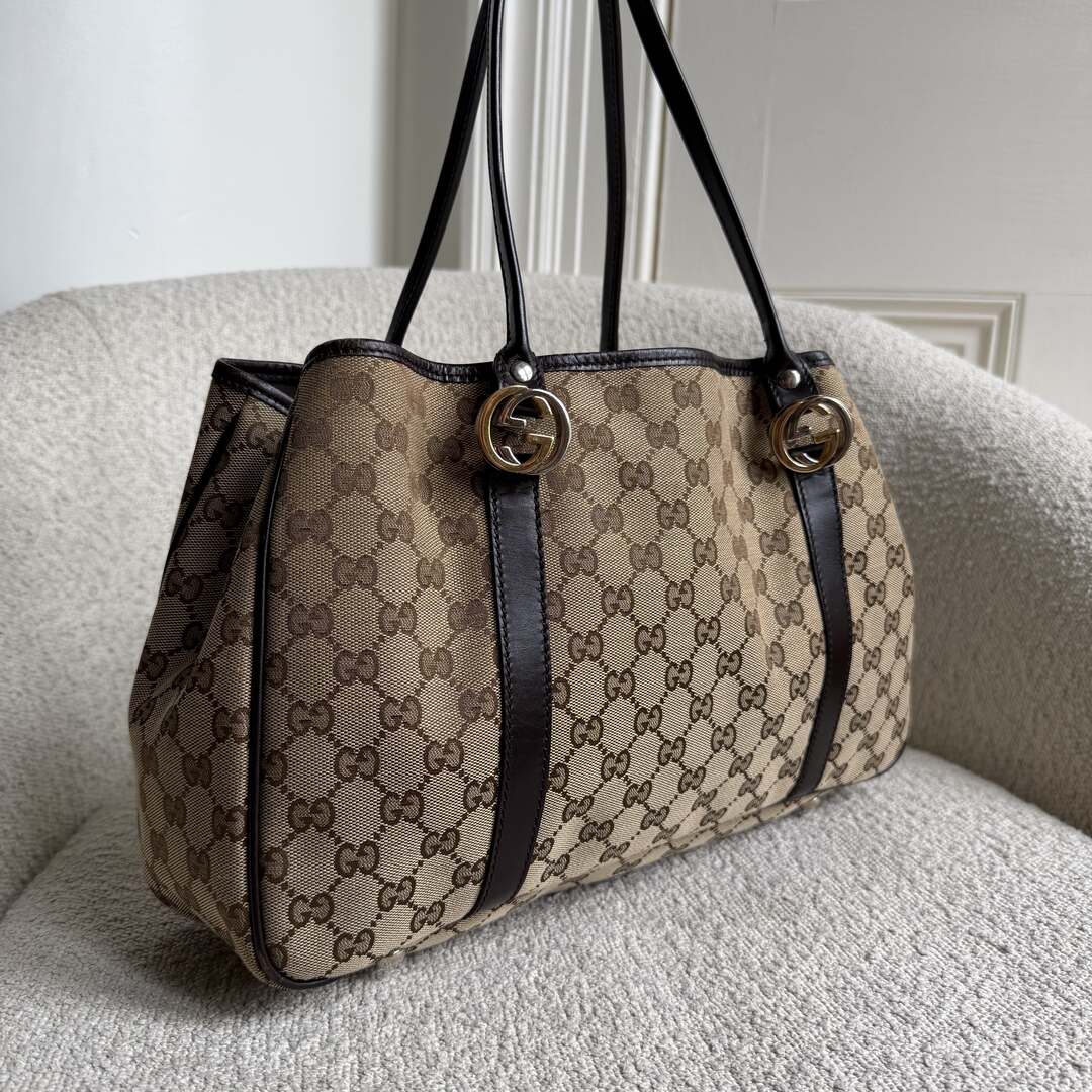 Gucci GG Canvas GG Twins Black Tote Bag