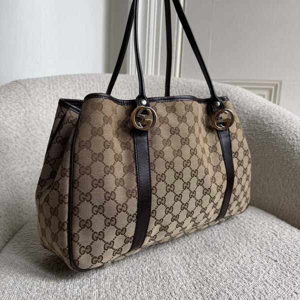 Gucci GG Canvas GG Twins Black Tote Bag