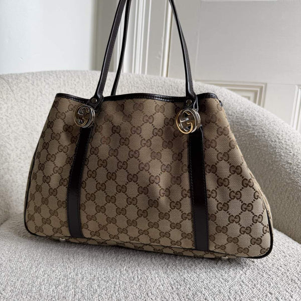 Gucci GG Canvas GG Twins Black Tote Bag