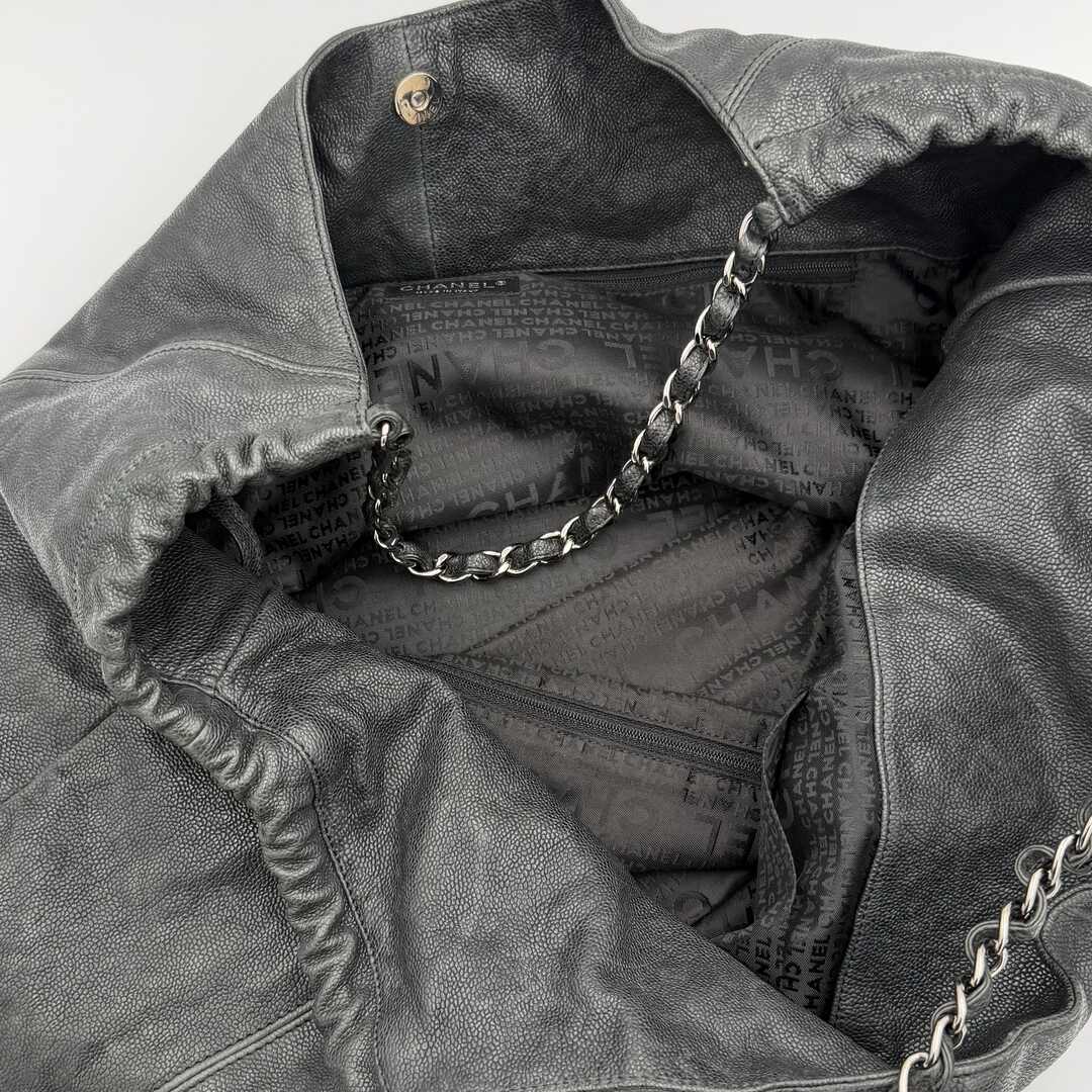 2005 Chanel Coco Cabas Distressed Caviar Leather Black XL Tote Bag