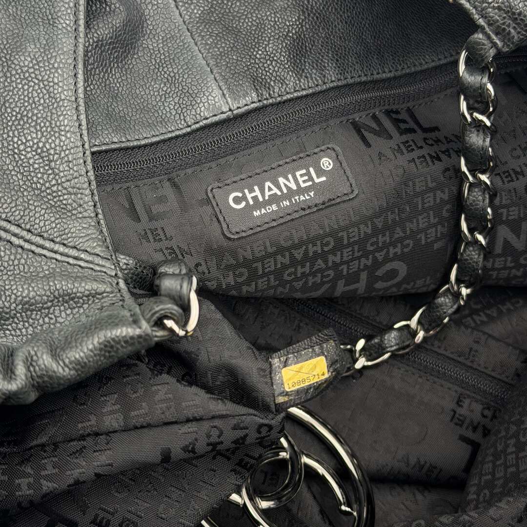 2005 Chanel Coco Cabas Distressed Caviar Leather Black XL Tote Bag