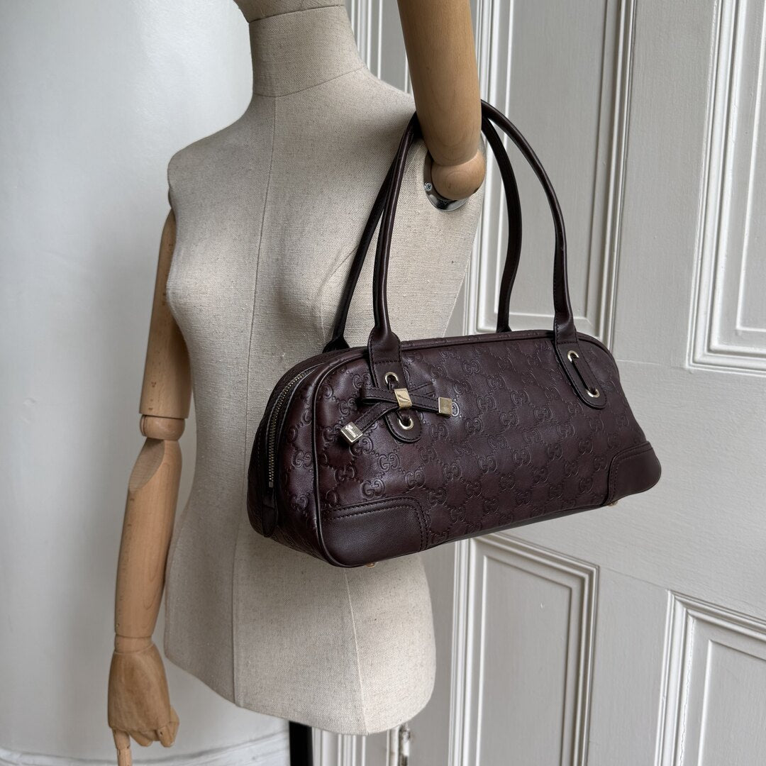 Gucci Guccissima Princy Brown Leather Shoulder Bag