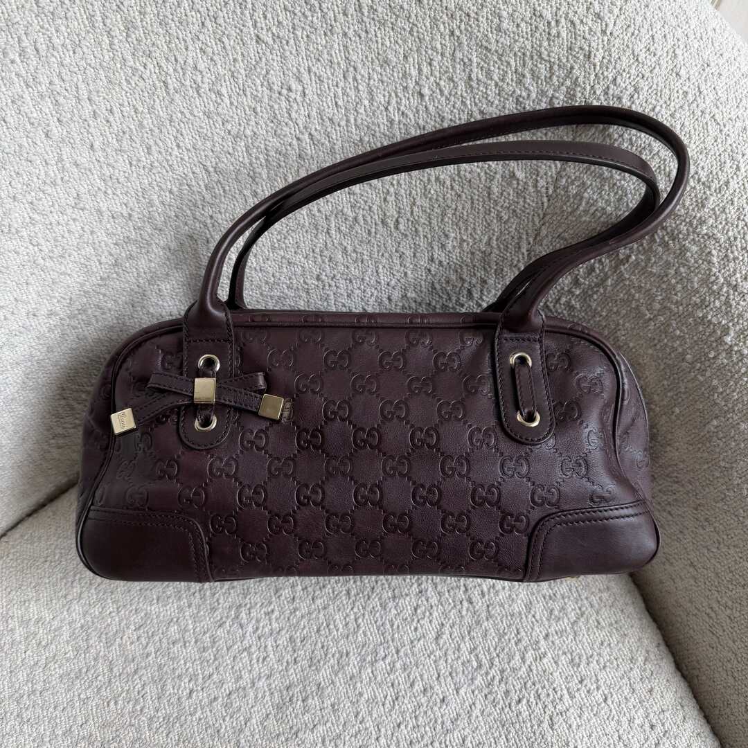 Gucci Guccissima Princy Brown Leather Shoulder Bag
