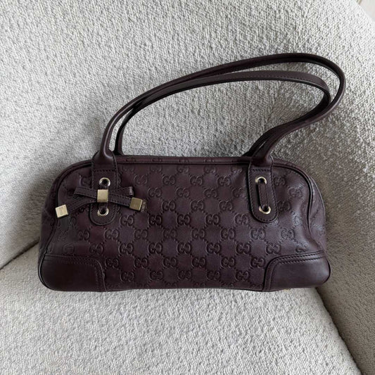 Gucci Guccissima Princy Brown Leather Shoulder Bag