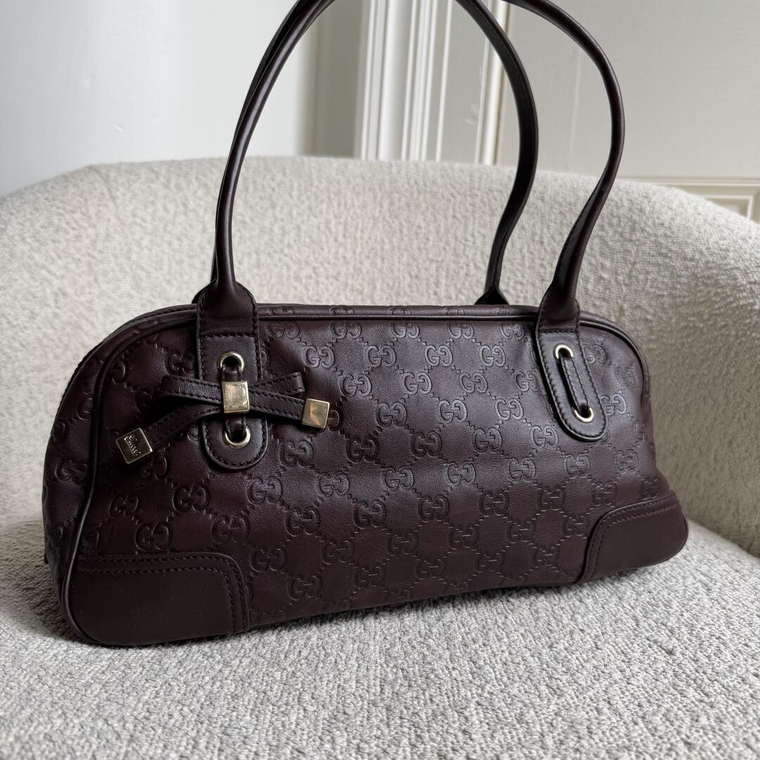 Gucci Guccissima Princy Brown Leather Shoulder Bag