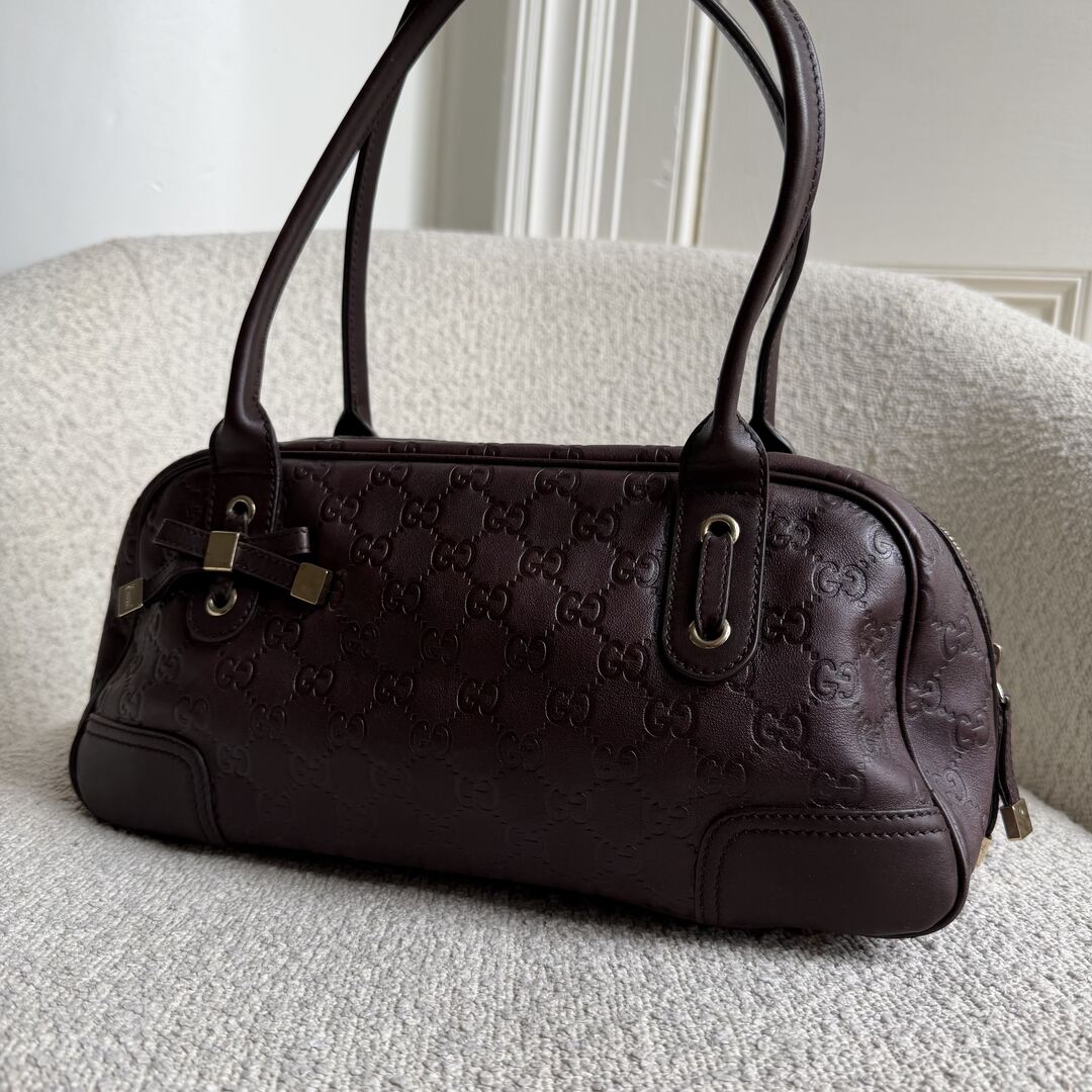 Gucci Guccissima Princy Brown Leather Shoulder Bag