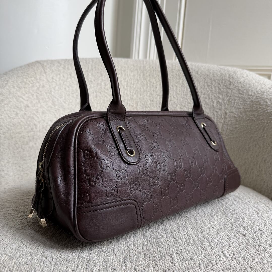 Gucci Guccissima Princy Brown Leather Shoulder Bag