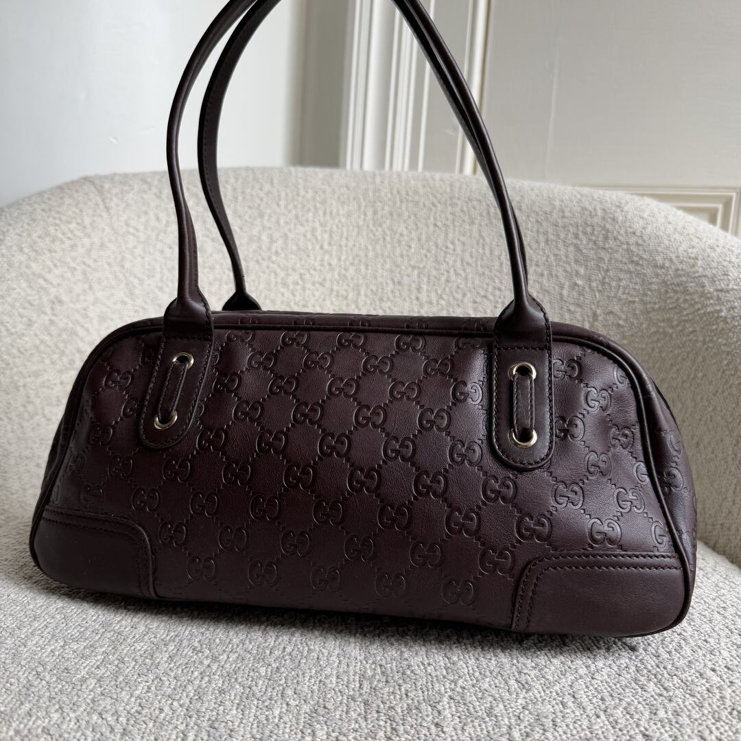 Gucci Guccissima Princy Brown Leather Shoulder Bag
