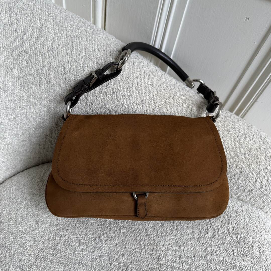 Prada Suede Brown Leather Shoulder Bag