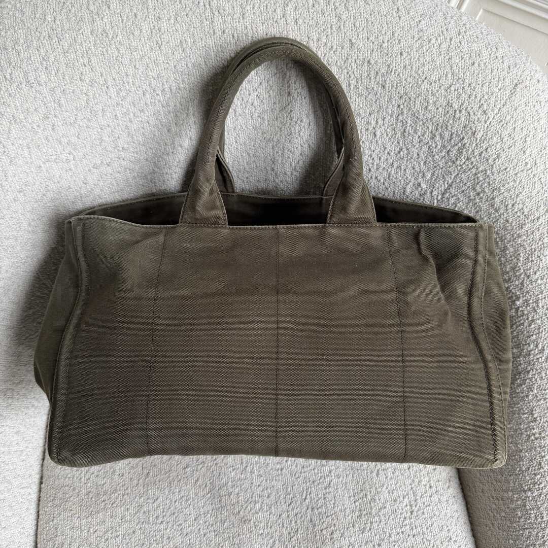 Prada Canapa Bijoux Canvas Khaki Large Tote Bag