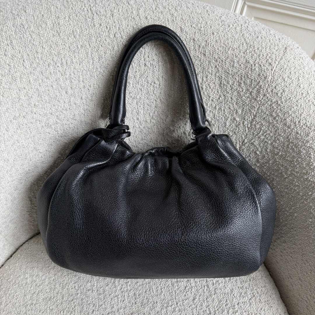 Prada Cervo Lux Black Leather Shoulder Bag