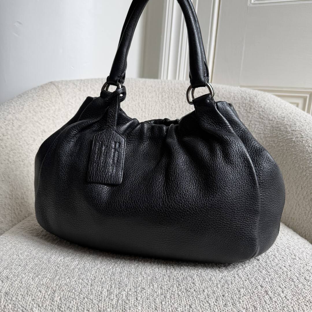 Prada Cervo Lux Black Leather Shoulder Bag