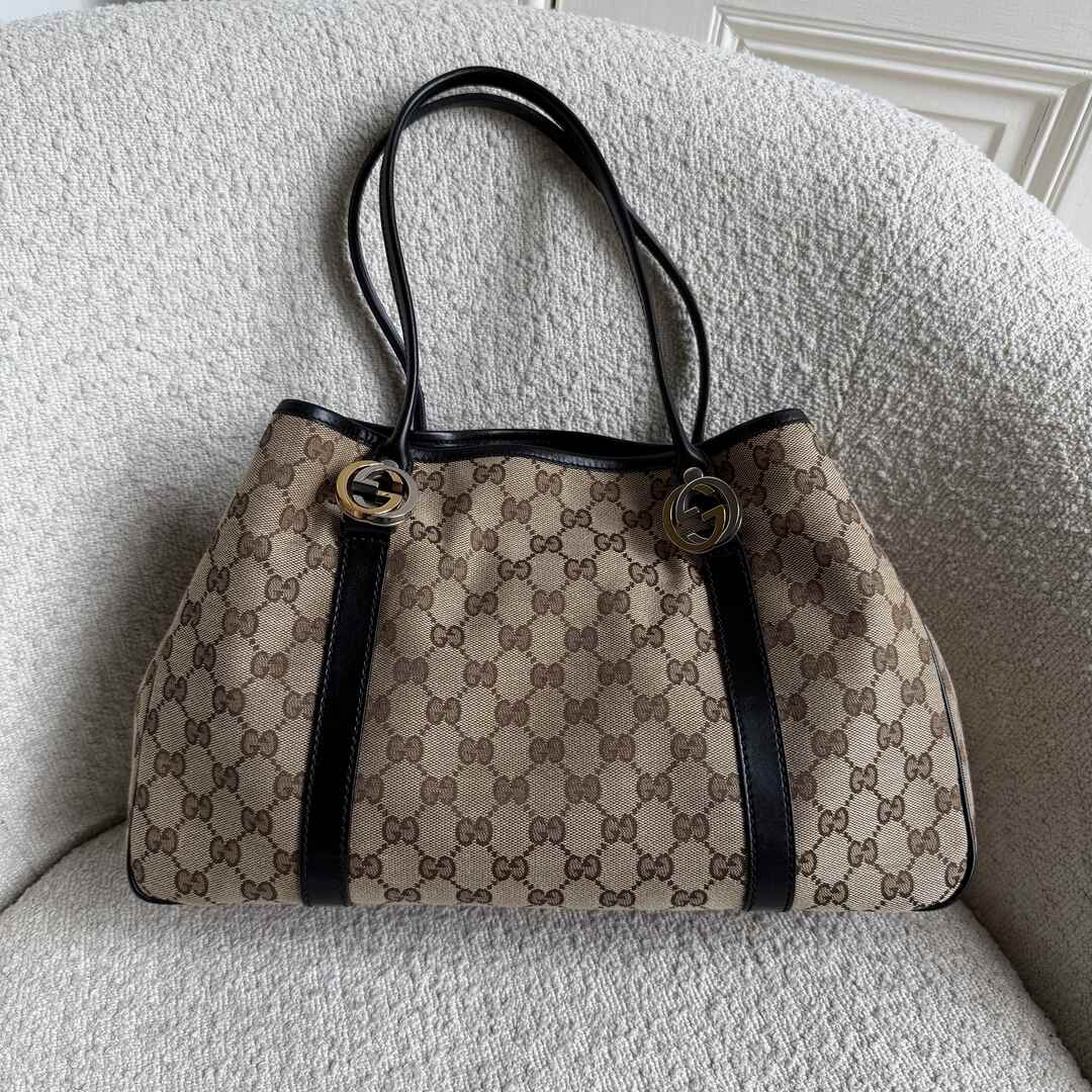 Gucci GG Canvas GG Twins Black Tote Bag