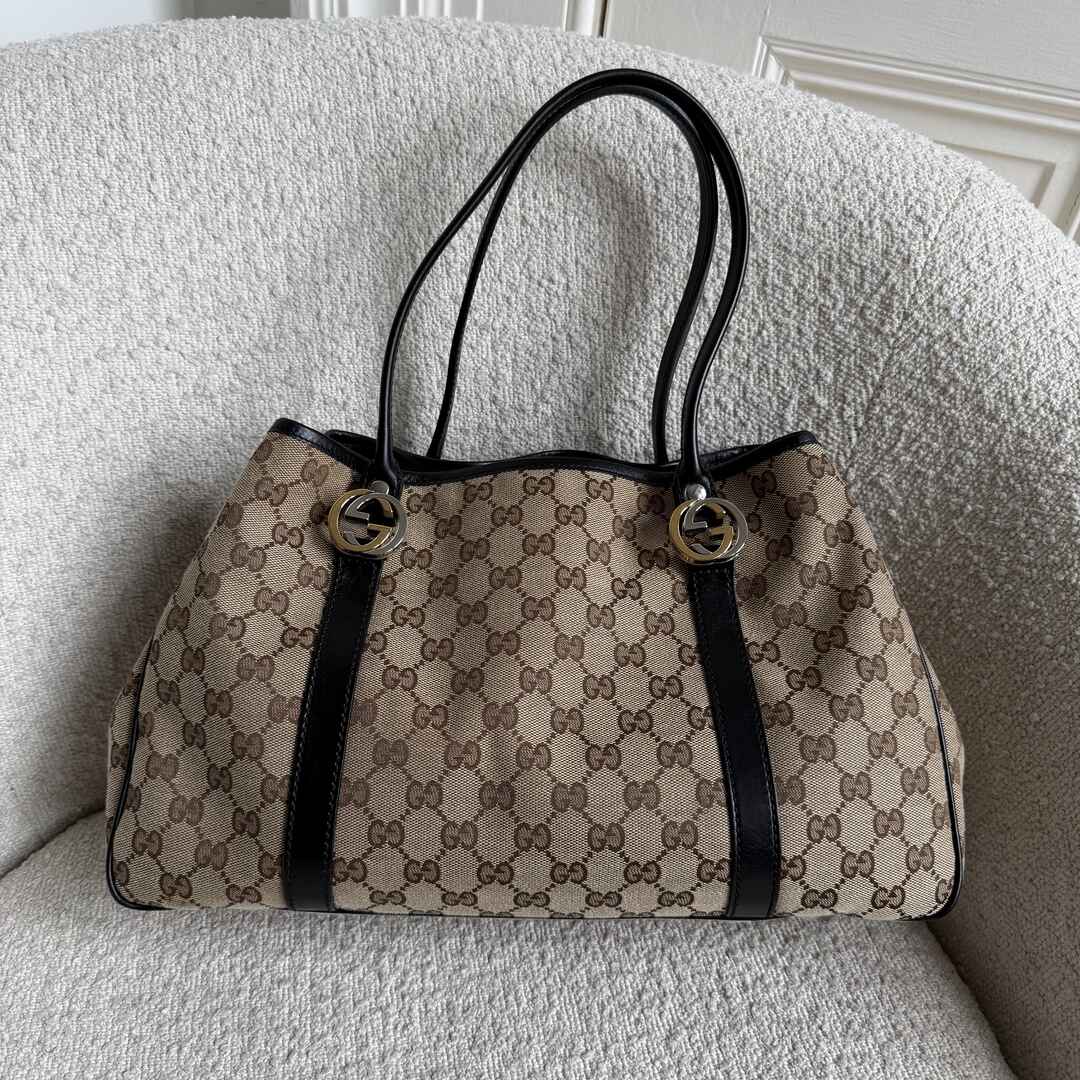 Gucci GG Canvas GG Twins Black Tote Bag