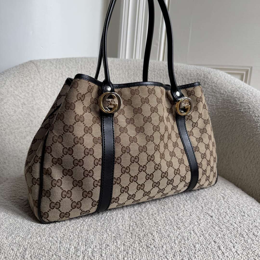 Gucci GG Canvas GG Twins Black Tote Bag
