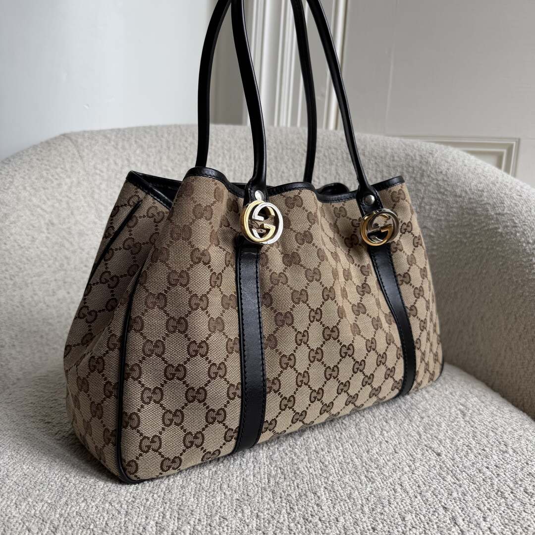 Gucci GG Canvas GG Twins Black Tote Bag