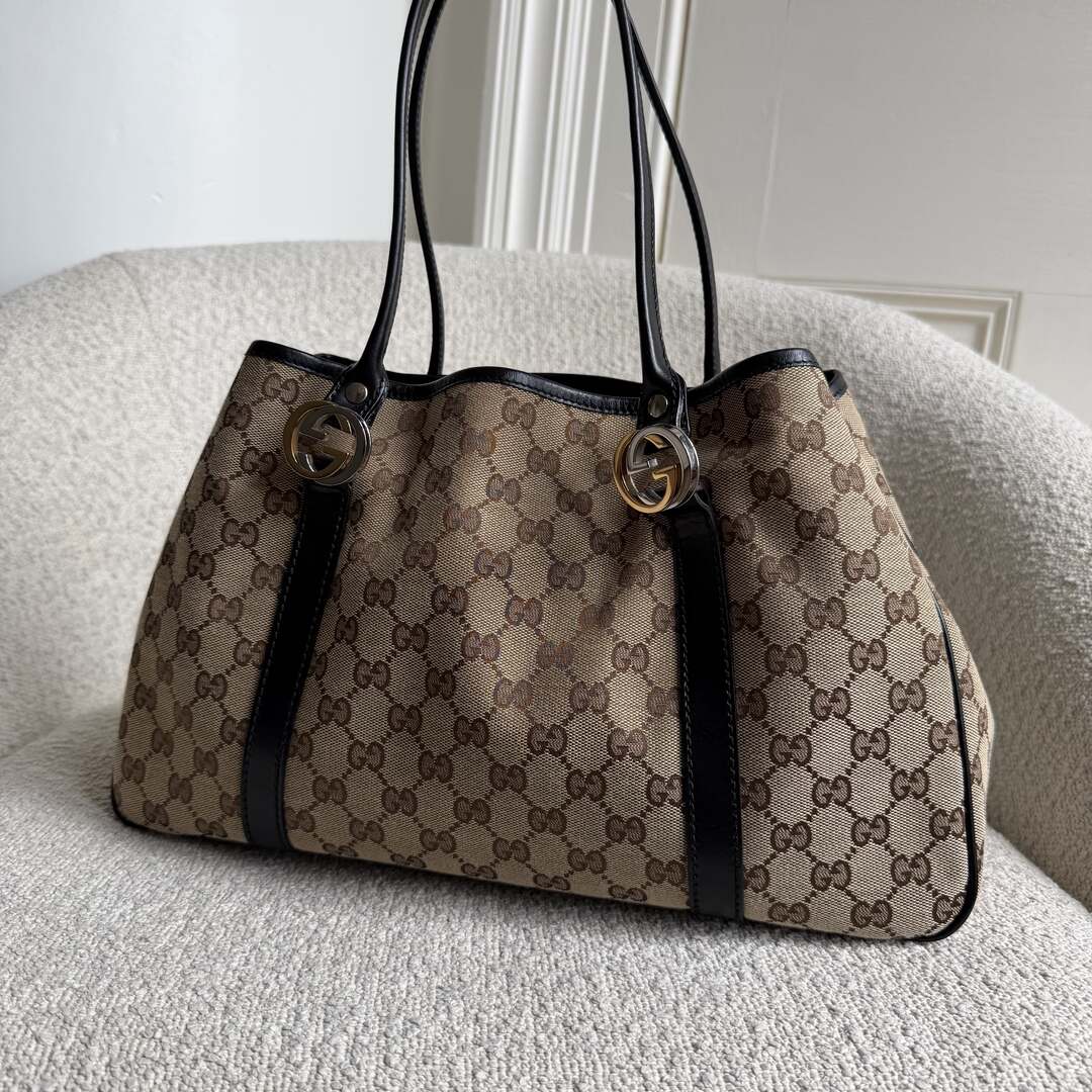 Gucci GG Canvas GG Twins Black Tote Bag