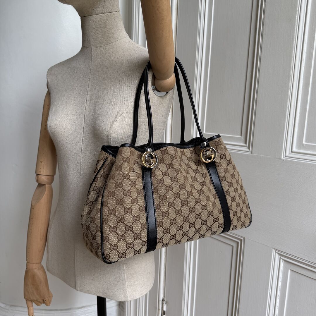 Gucci GG Canvas GG Twins Black Tote Bag