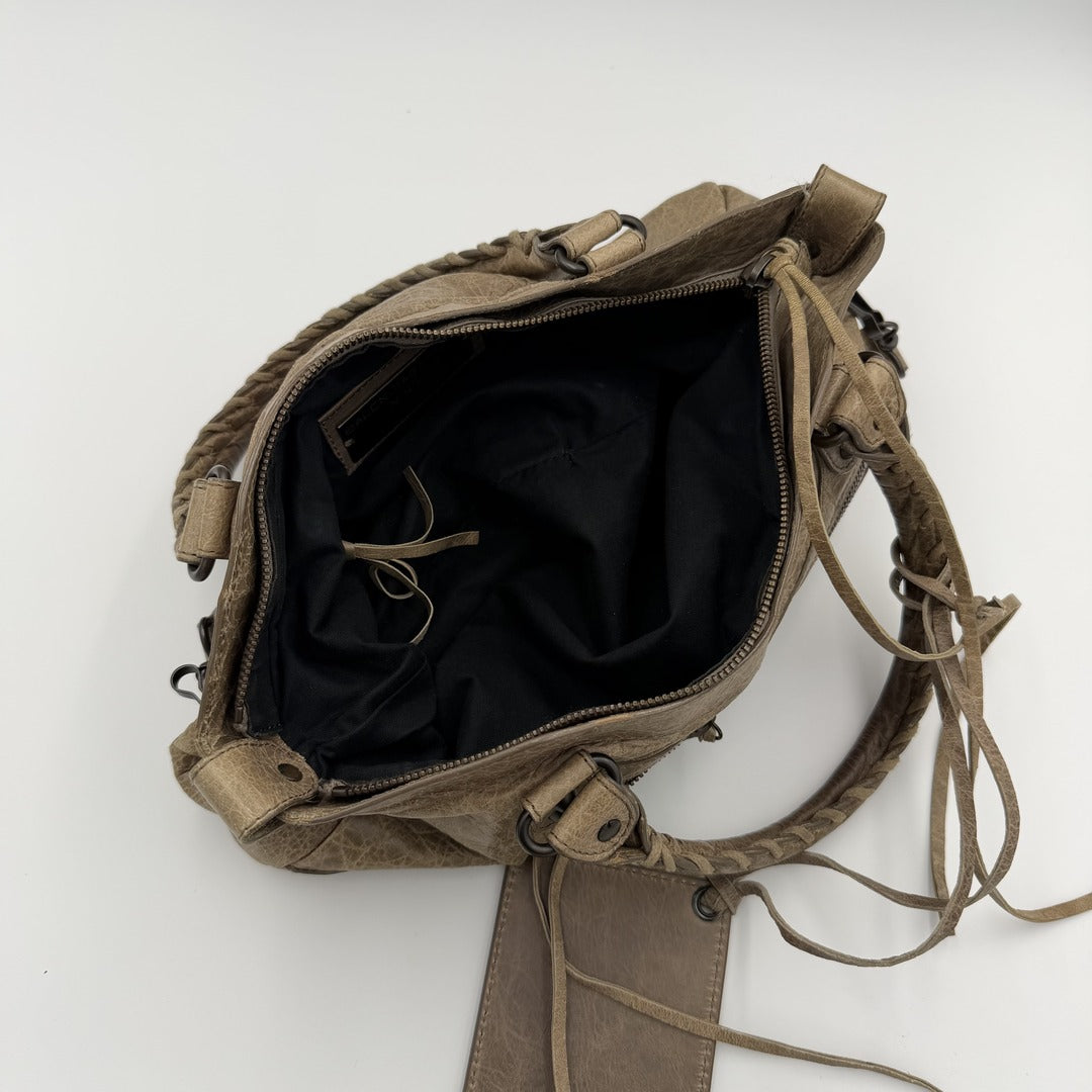 2012 Balenciaga First Taupe Grey Leather Handbag