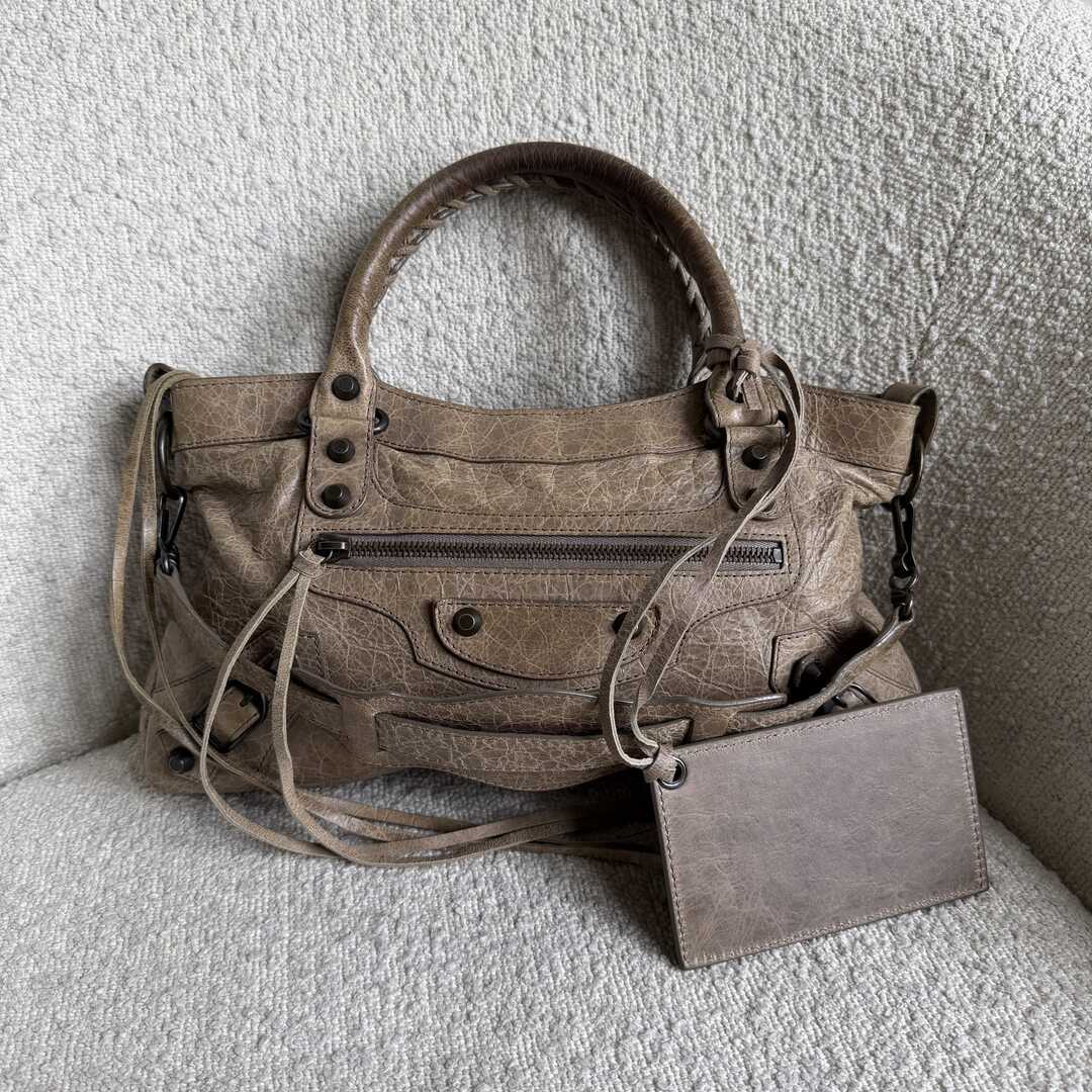 2012 Balenciaga First Taupe Grey Leather Handbag