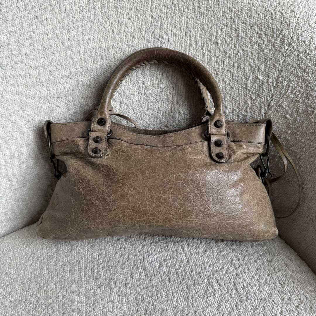 2012 Balenciaga First Taupe Grey Leather Handbag