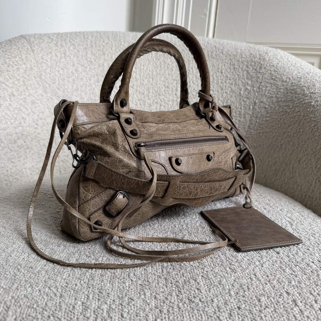 2012 Balenciaga First Taupe Grey Leather Handbag
