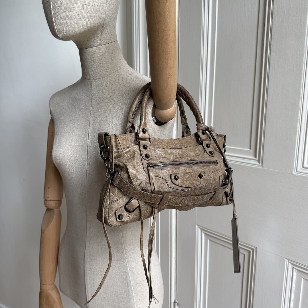 2012 Balenciaga First Taupe Grey Leather Handbag