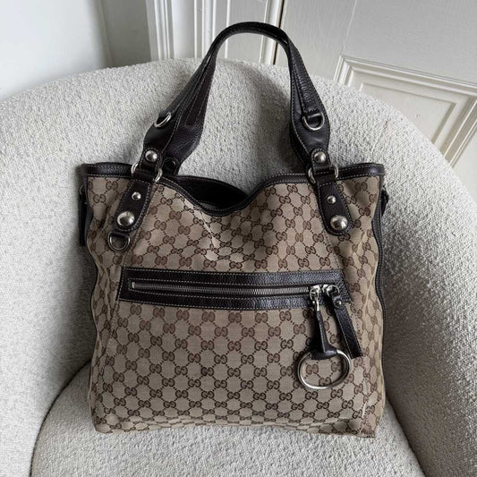 Gucci GG Canvas Horsebit Grey Tote Bag