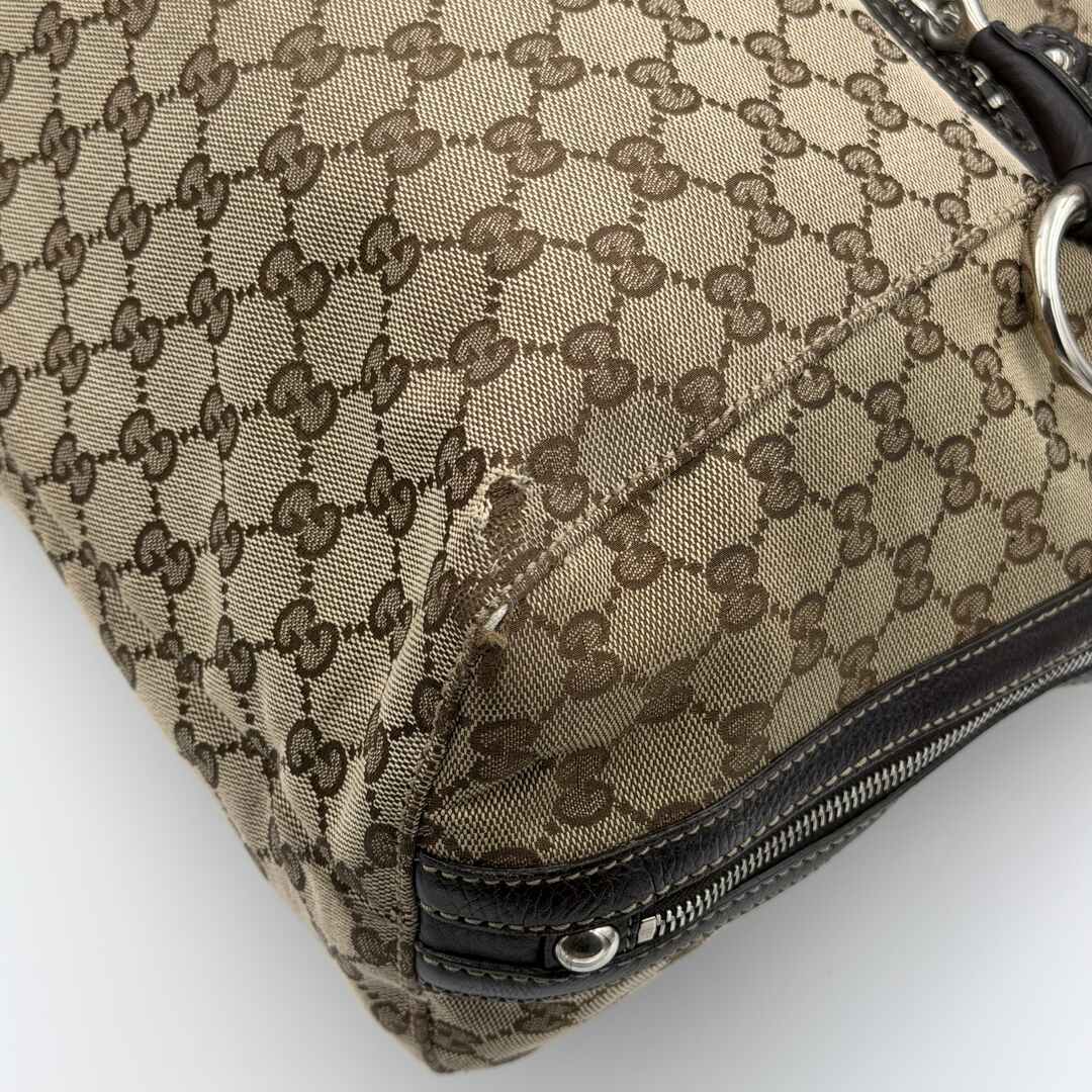 Gucci GG Canvas Horsebit Grey Tote Bag