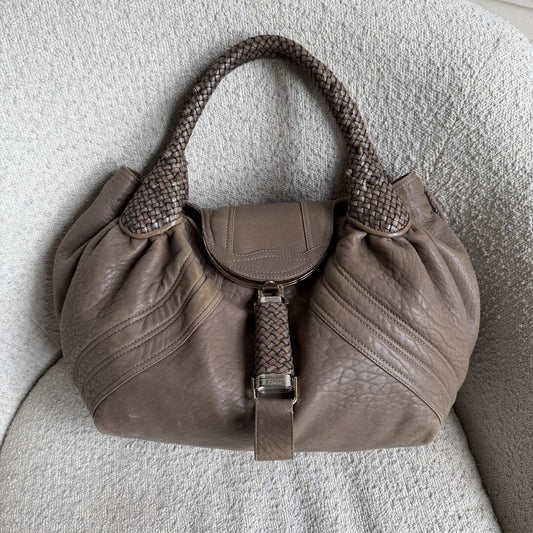 Fendi Spy Nappa Grey Leather Handbag
