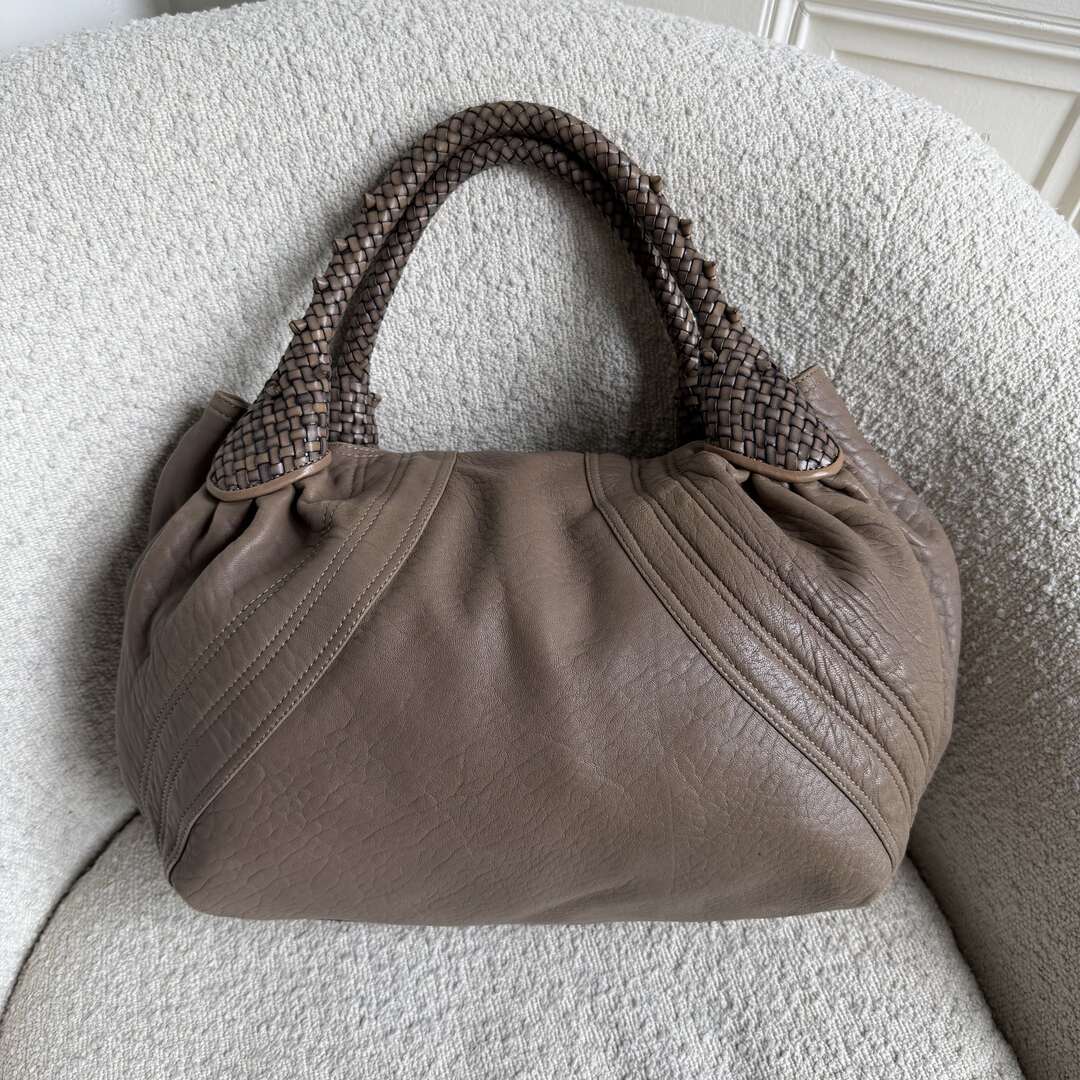 Fendi Spy Nappa Grey Leather Handbag