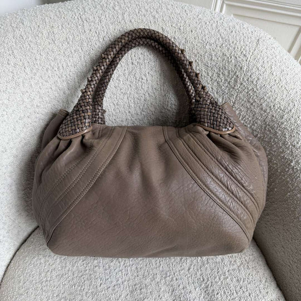 Fendi Spy Nappa Grey Leather Handbag